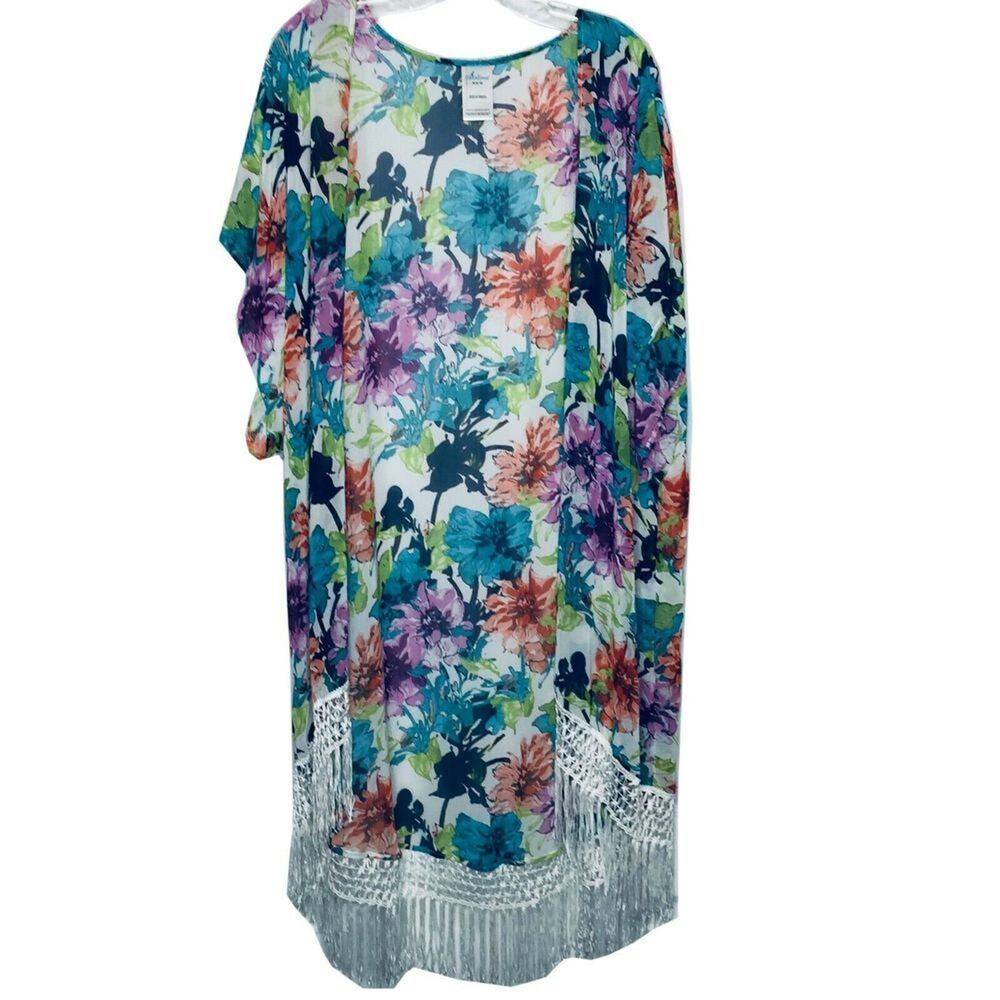 Catalina Open Front Kimono Cover Up Flowy Fringe Long Loose Sheer Boho Beach Top